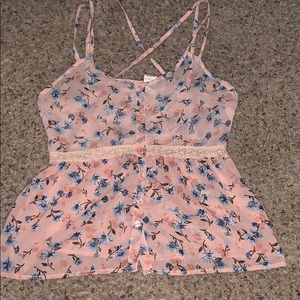 Sheer floral multi colored top